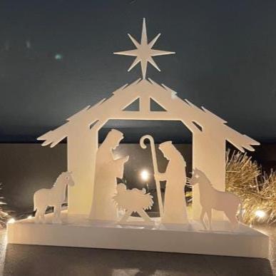 Christmas Lights Nativity Scene – 3D-Printed Holiday Lamp Décor | Handmade Manger Light Display