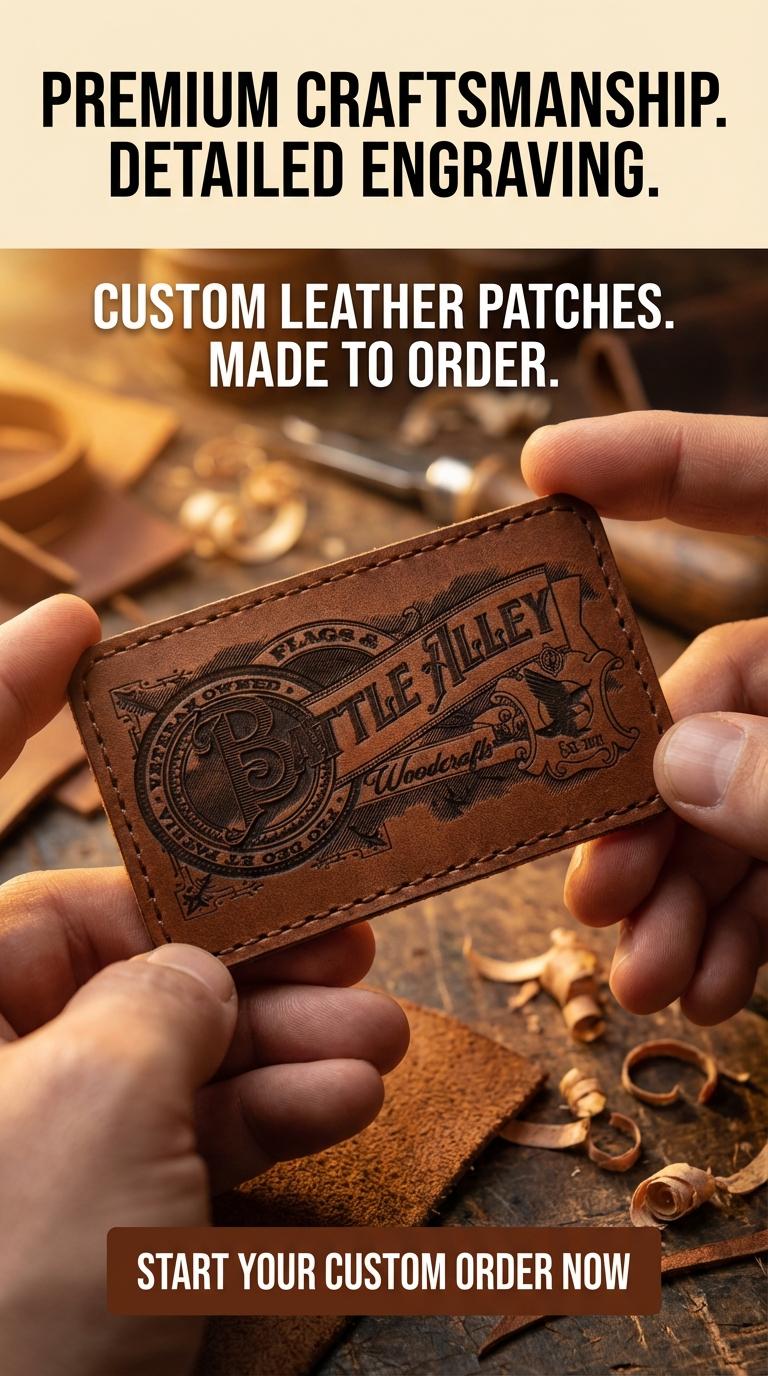 Custom Engraved Faux Leather Patch (Iron-On)