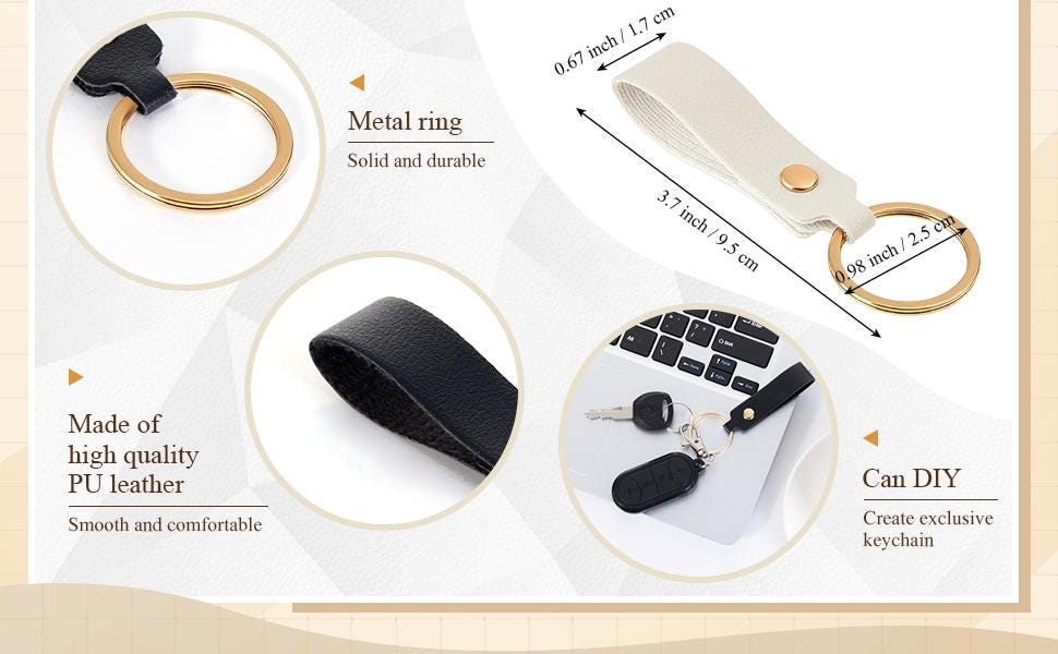 Custom Engraved Leather Keychain • Personalized Key Ring • Name Keychain