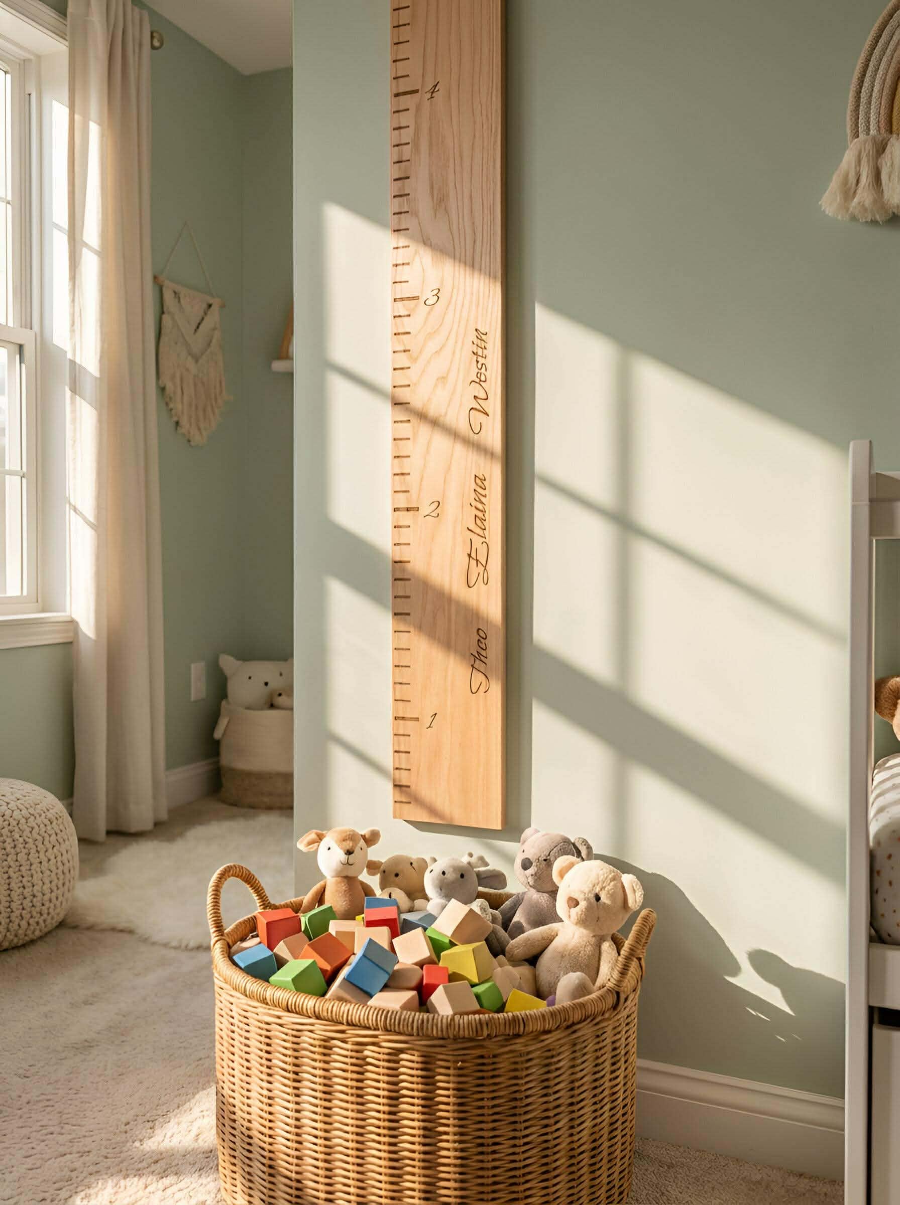 Personalized Wooden Growth Chart – Engraved Height Ruler Keepsake, Modern Farmhouse Decor