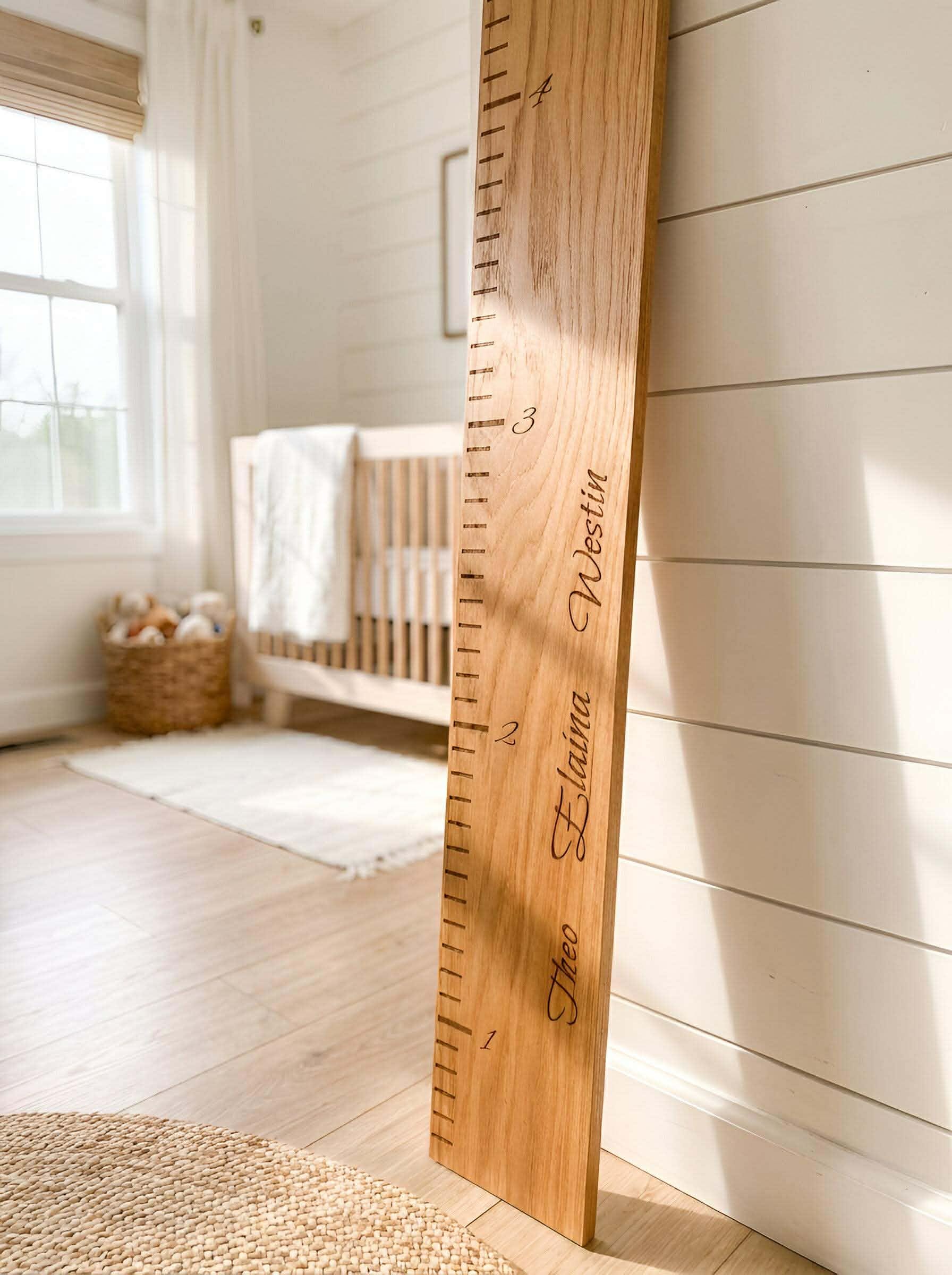 Personalized Wooden Growth Chart – Engraved Height Ruler Keepsake, Modern Farmhouse Decor