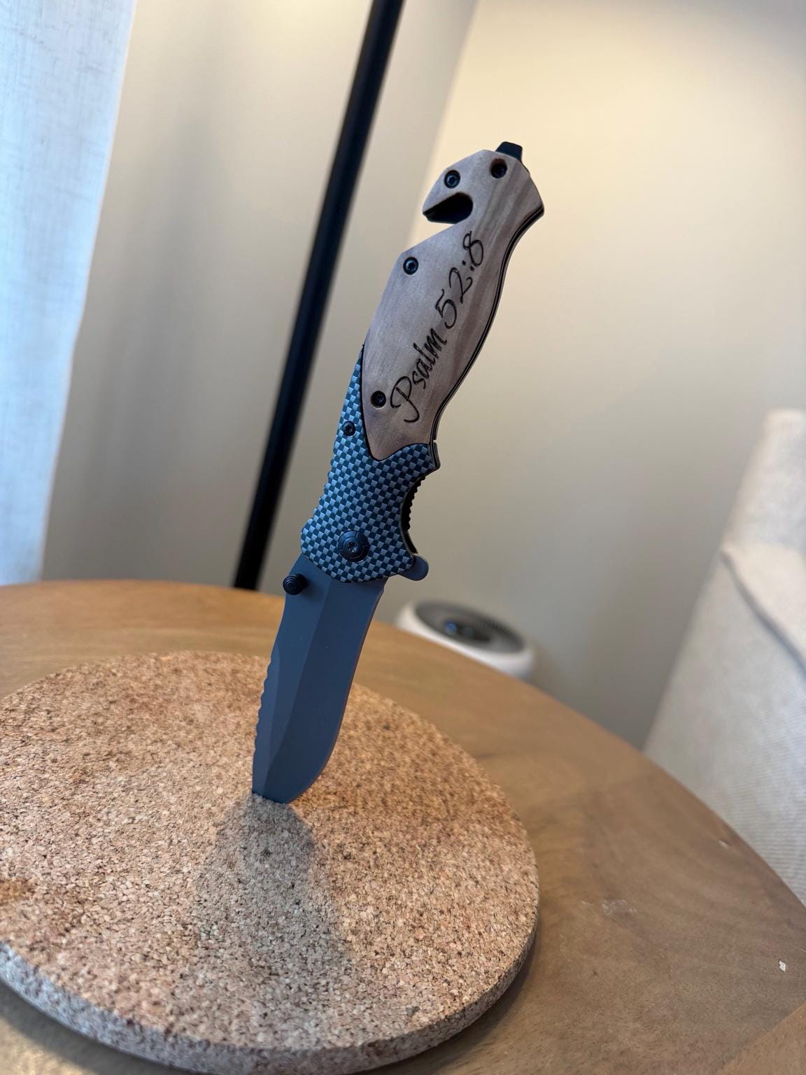 Personalized Engraved Pocket Knife – Olive Wood Handle & Titanium Coated Stainless Steel Blade – Groomsmen Gift