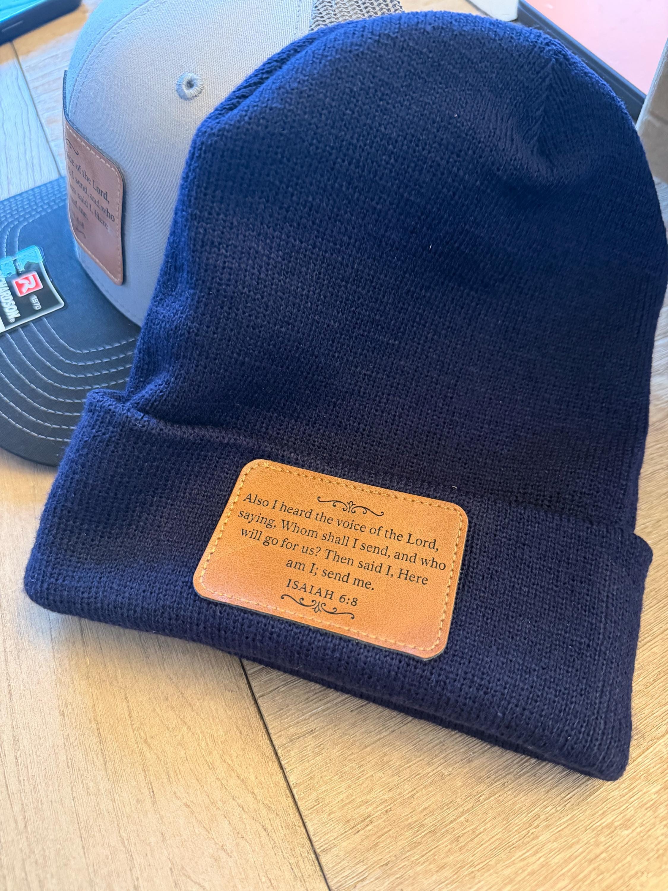 Custom Leather Patched Hats, Custom Custom Leather Patched Beanies
